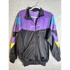 Vintage 80'S-90'S Adidas Track Jacket Men's Size Medium Purple Yellow Teal Black